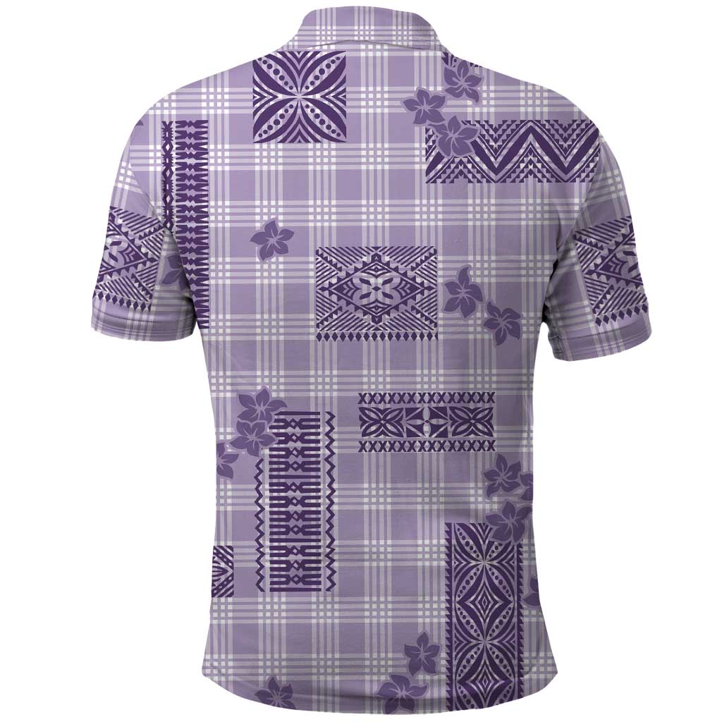 Hawaiian Quilt Tapa On Lilac Palaka Motifs Polo Shirt