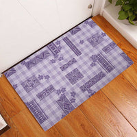 Hawaiian Quilt Tapa On Lilac Palaka Motifs Rubber Doormat