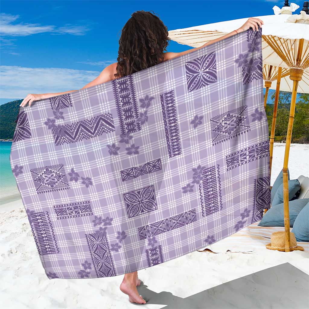 Hawaiian Quilt Tapa On Lilac Palaka Motifs Sarong
