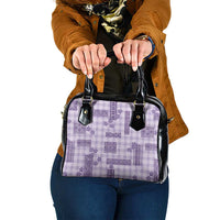 Hawaiian Quilt Tapa On Lilac Palaka Motifs Shoulder Handbag