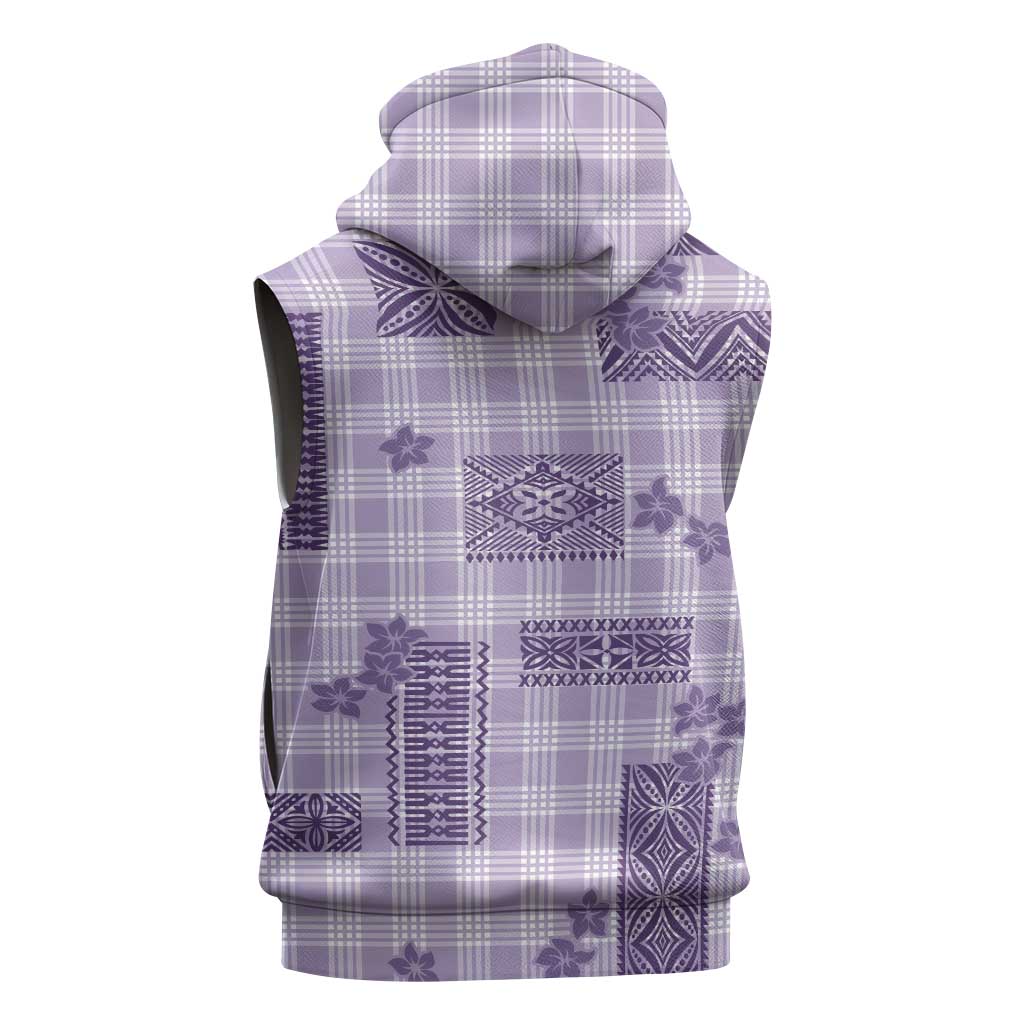 Hawaiian Quilt Tapa On Lilac Palaka Motifs Sleeveless Hoodie