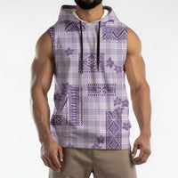 Hawaiian Quilt Tapa On Lilac Palaka Motifs Sleeveless Hoodie