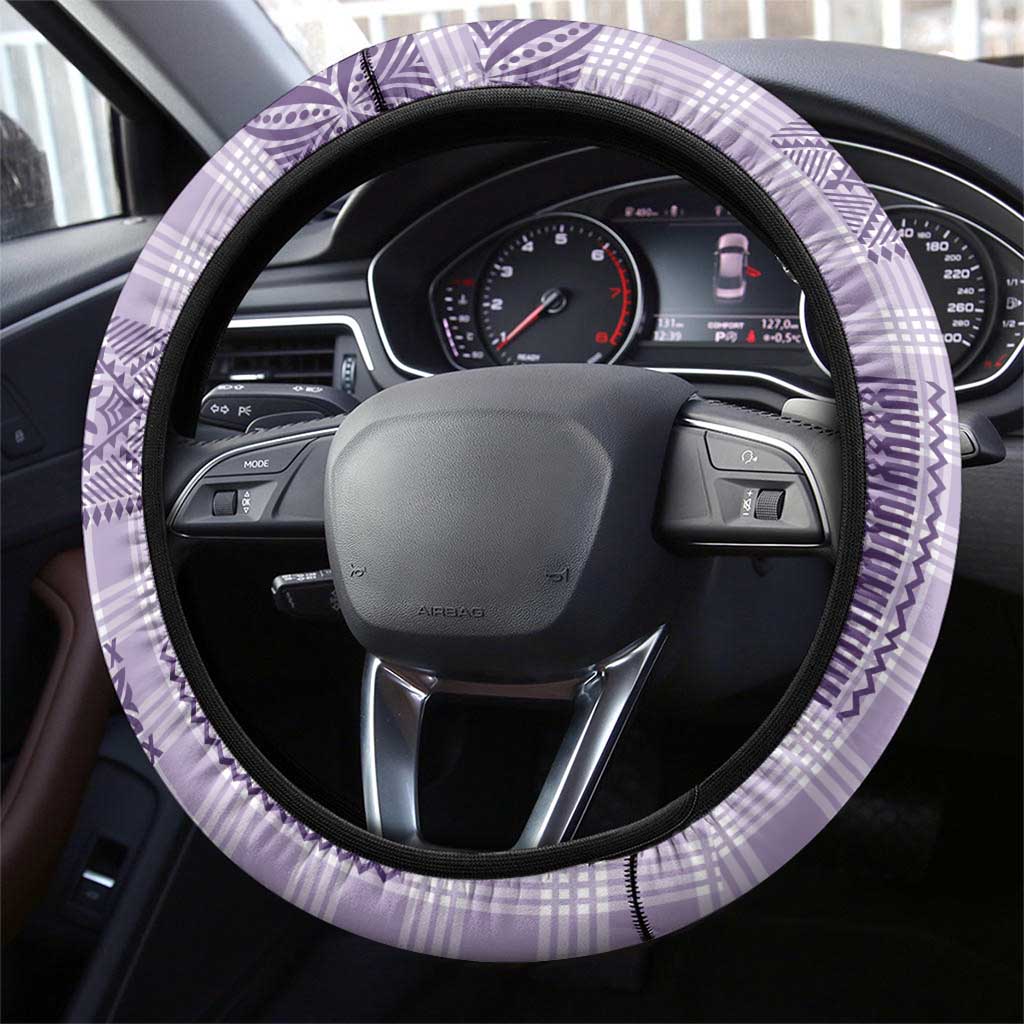 Hawaiian Quilt Tapa On Lilac Palaka Motifs Steering Wheel Cover LT7 - Polynesian Pride