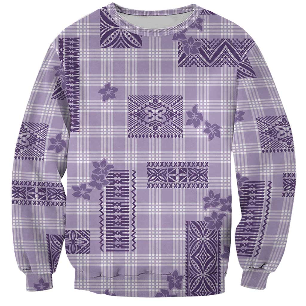 Hawaiian Quilt Tapa On Lilac Palaka Motifs Sweatshirt LT7 Unisex Lilac - Polynesian Pride
