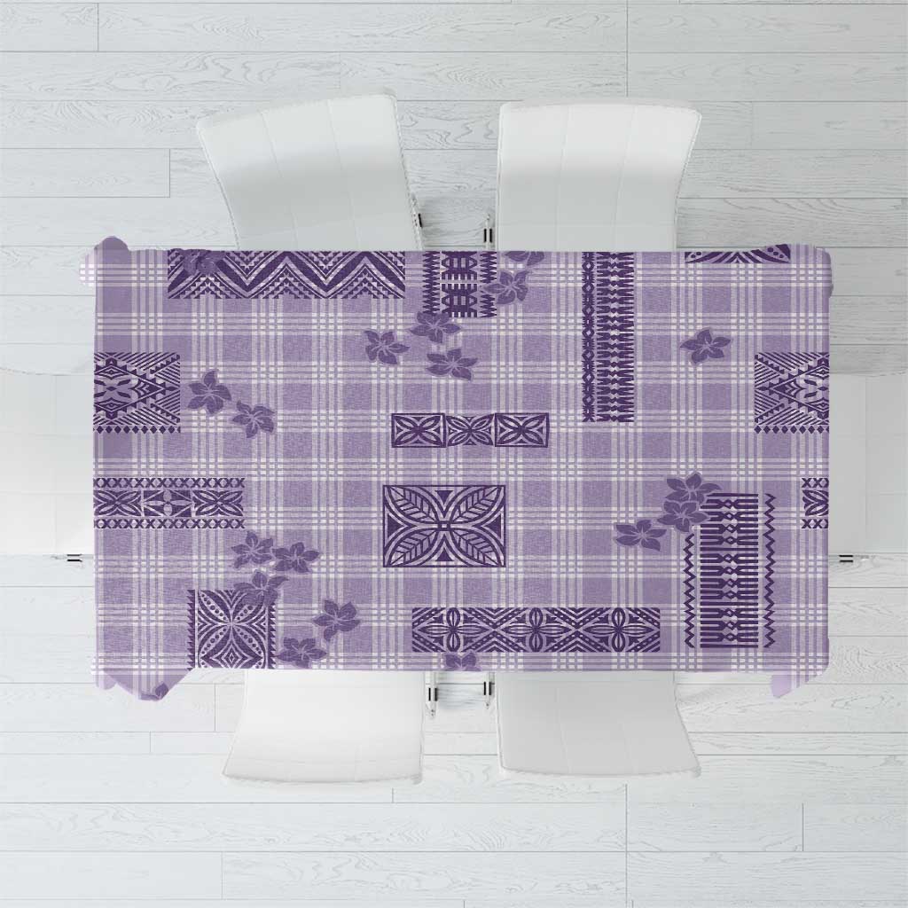 Hawaiian Quilt Tapa On Lilac Palaka Motifs Tablecloth