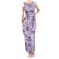 Hawaiian Quilt Tapa On Lilac Palaka Motifs Tank Maxi Dress