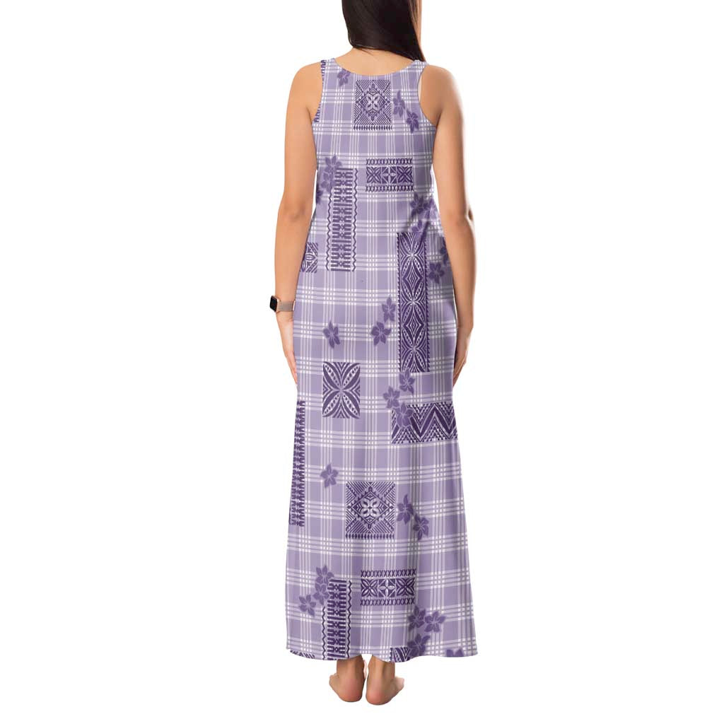 Hawaiian Quilt Tapa On Lilac Palaka Motifs Tank Maxi Dress