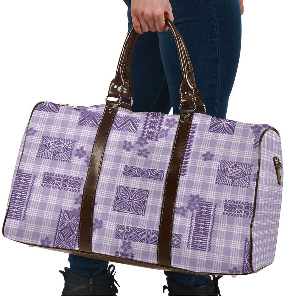 Hawaiian Quilt Tapa On Lilac Palaka Motifs Travel Bag
