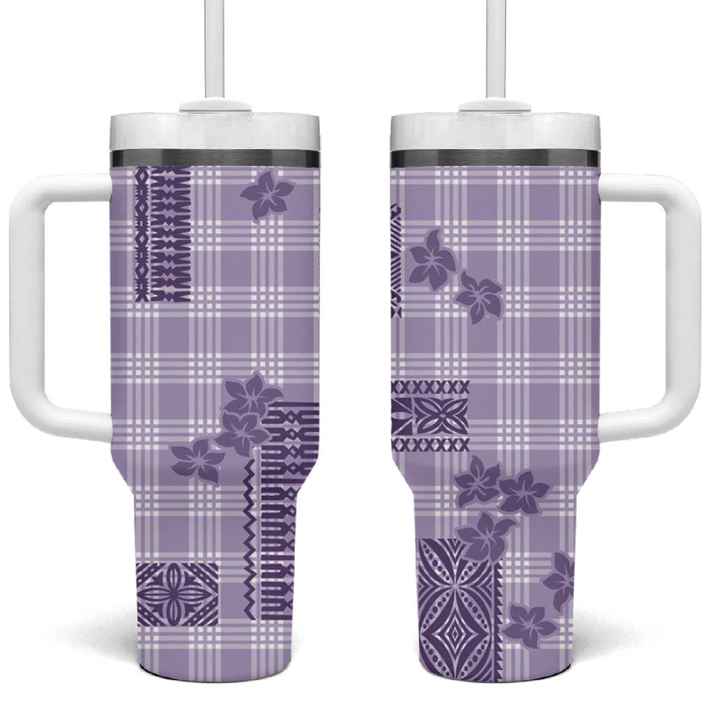 Hawaiian Quilt Tapa On Lilac Palaka Motifs Tumbler With Handle