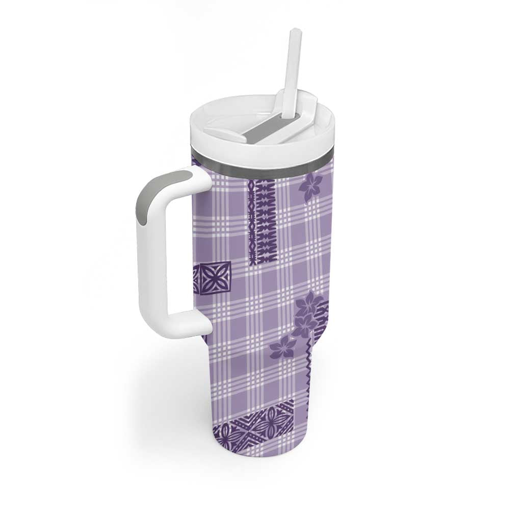 Hawaiian Quilt Tapa On Lilac Palaka Motifs Tumbler With Handle