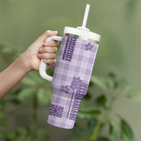 Hawaiian Quilt Tapa On Lilac Palaka Motifs Tumbler With Handle