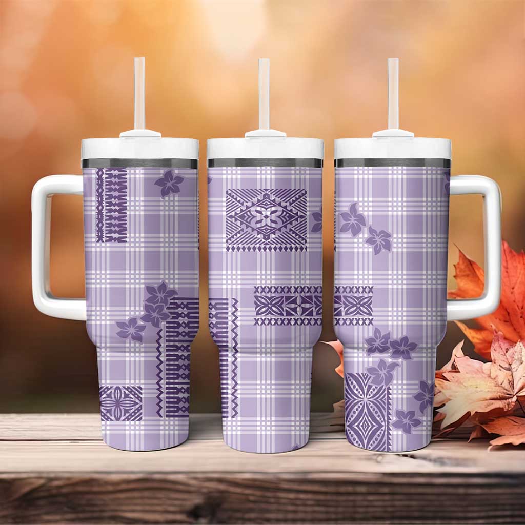 Hawaiian Quilt Tapa On Lilac Palaka Motifs Tumbler With Handle
