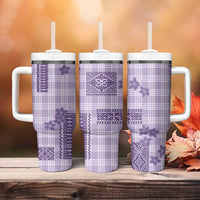 Hawaiian Quilt Tapa On Lilac Palaka Motifs Tumbler With Handle