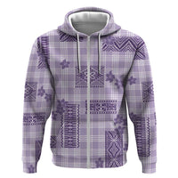 Hawaiian Quilt Tapa On Lilac Palaka Motifs Zip Hoodie