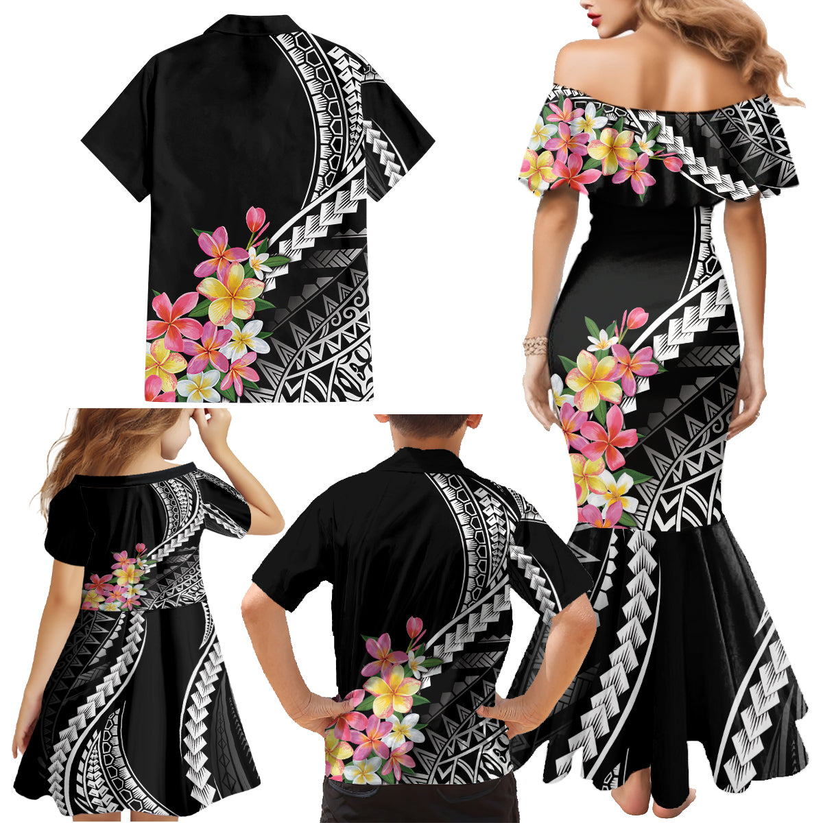 AAPI Heritage Month Family Matching Mermaid Dress and Hawaiian Shirt Kanaka Hawaii Plumeria