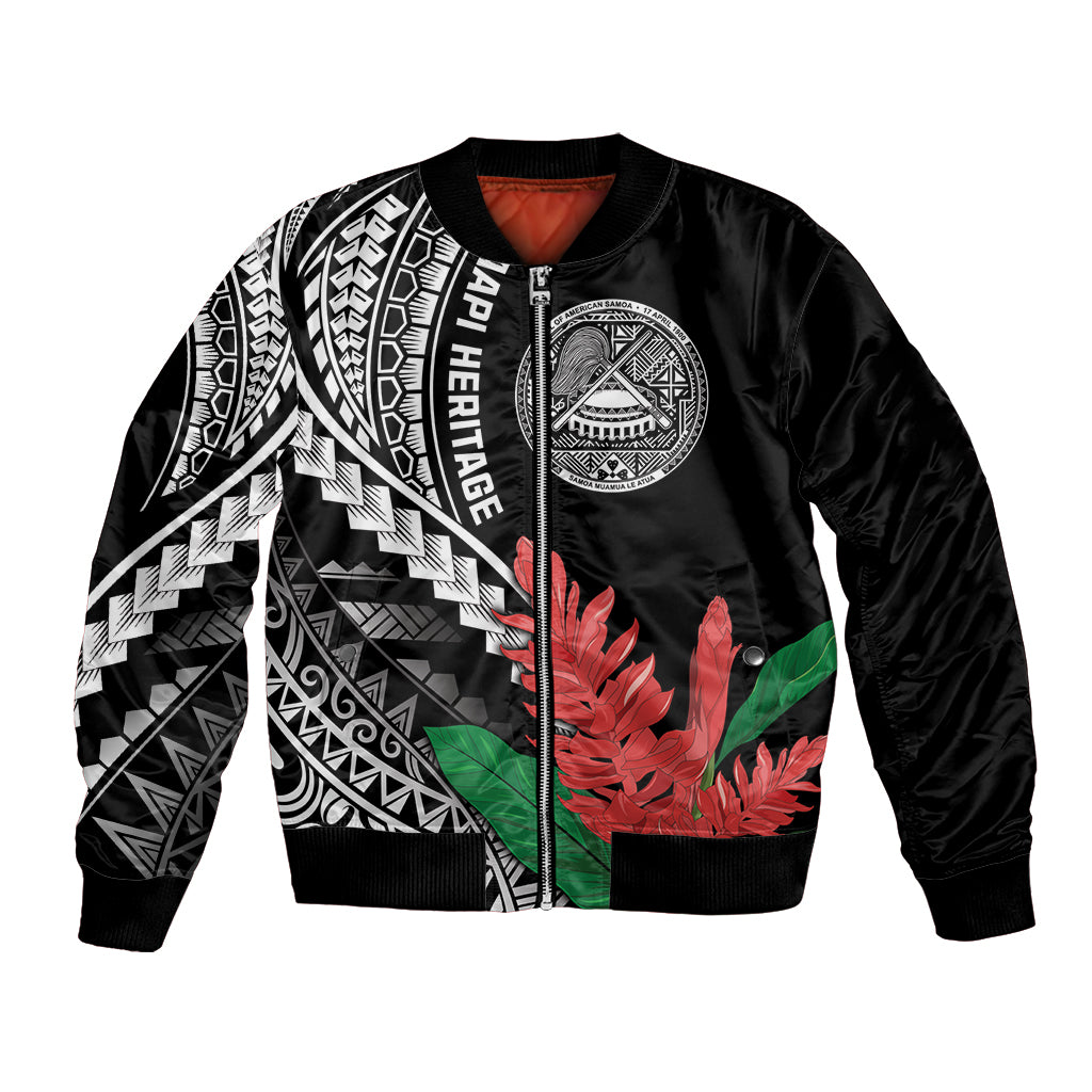 AAPI Heritage Month Bomber Jacket Samoa Teuila LT7 Unisex Black - Polynesian Pride