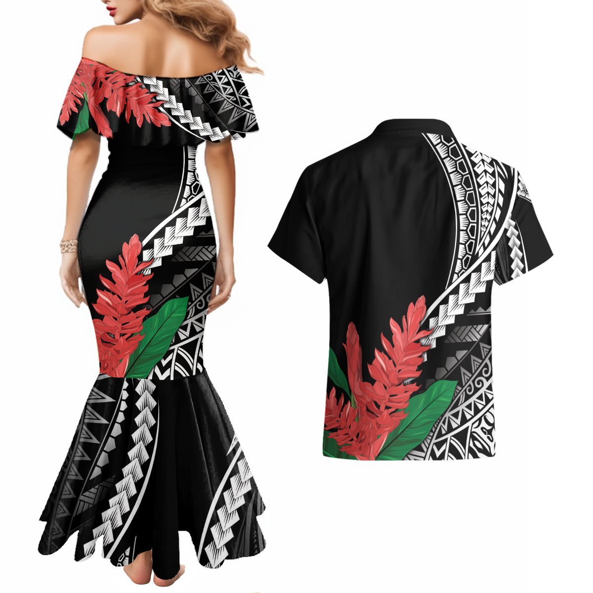 AAPI Heritage Month Couples Matching Mermaid Dress and Hawaiian Shirt Samoa Teuila LT7 - Polynesian Pride