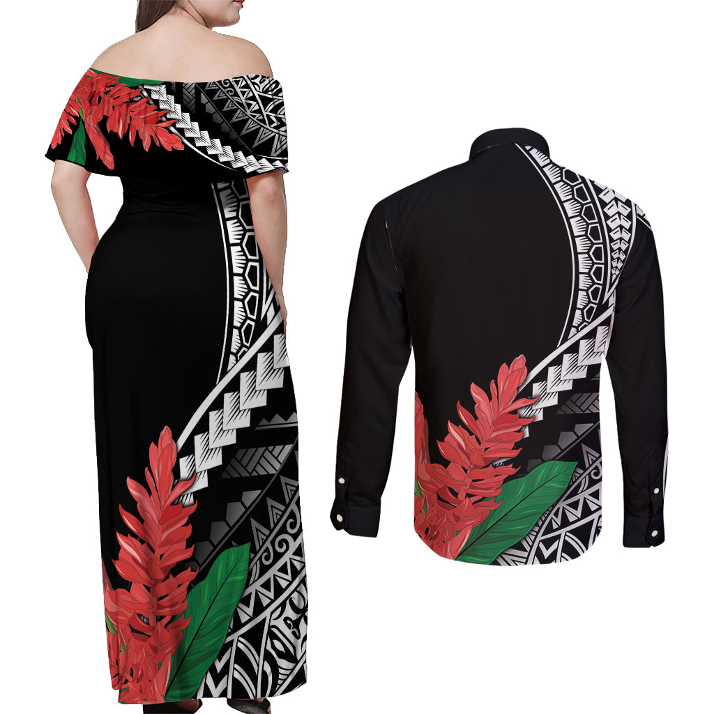 AAPI Heritage Month Couples Matching Off Shoulder Maxi Dress and Long Sleeve Button Shirt Samoa Teuila