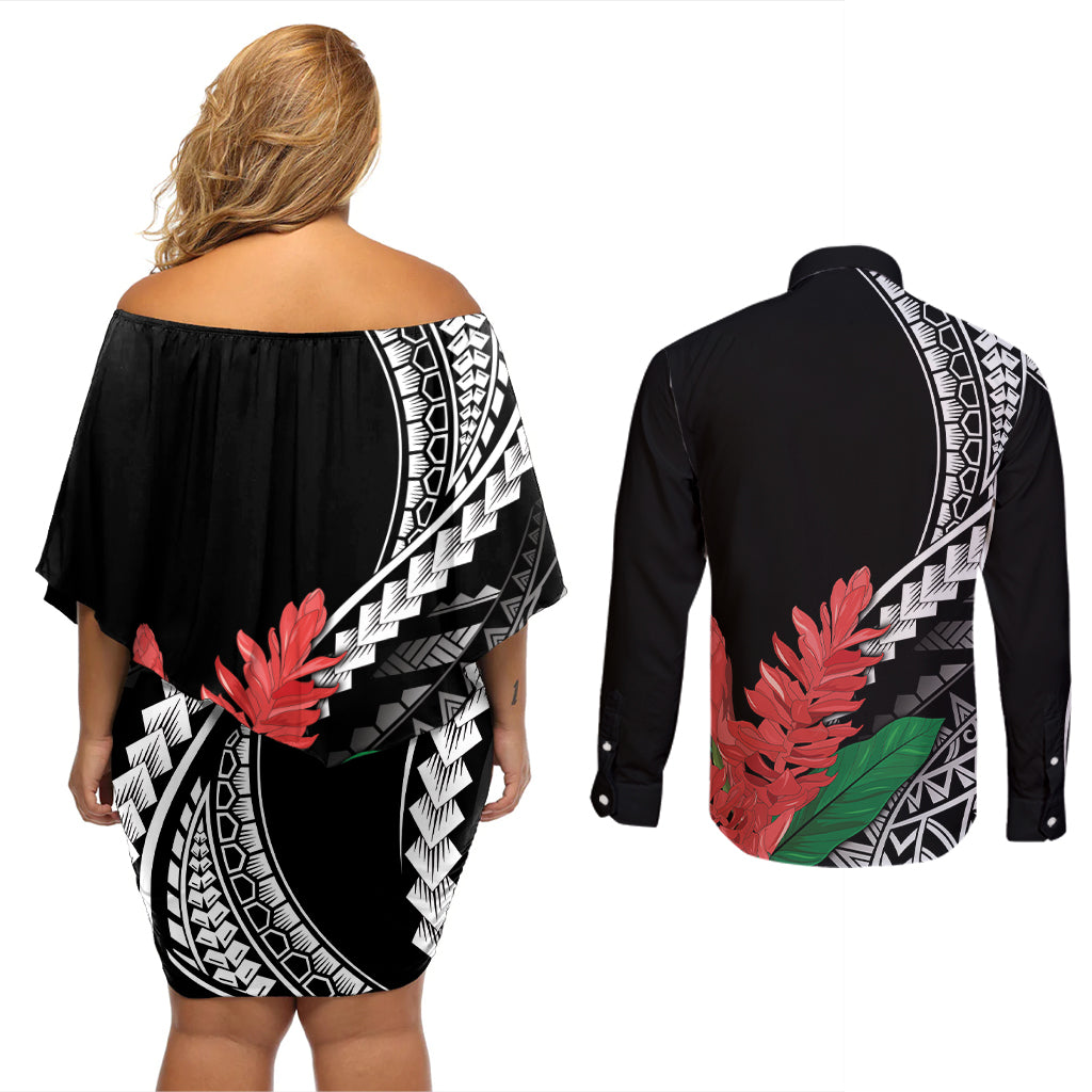 AAPI Heritage Month Couples Matching Off Shoulder Short Dress and Long Sleeve Button Shirt Samoa Teuila