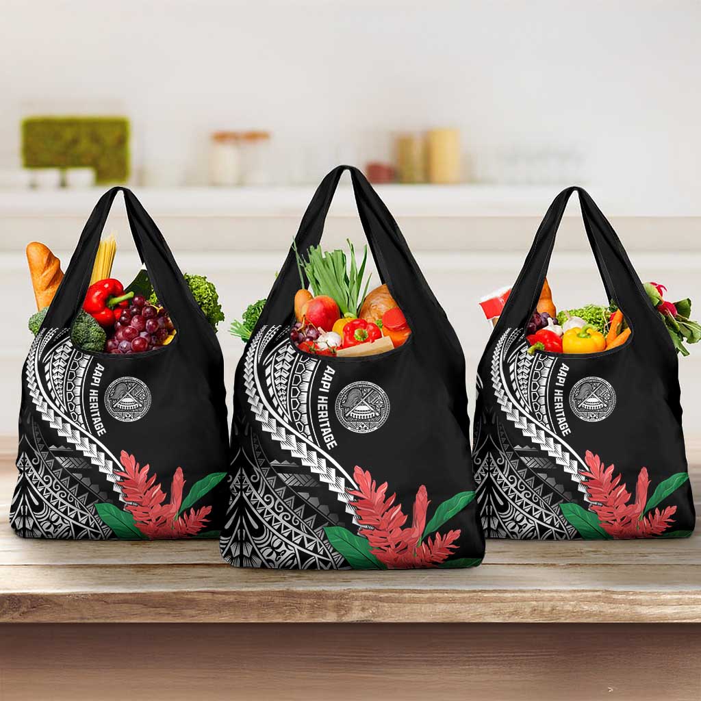 AAPI Heritage Month Grocery Bag Samoa Teuila LT7 3-pack One Size Black - Polynesian Pride