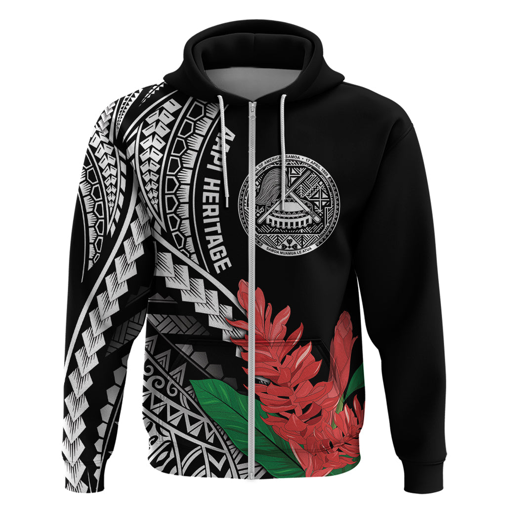 AAPI Heritage Month Hoodie Samoa Teuila LT7 Zip Hoodie Black - Polynesian Pride