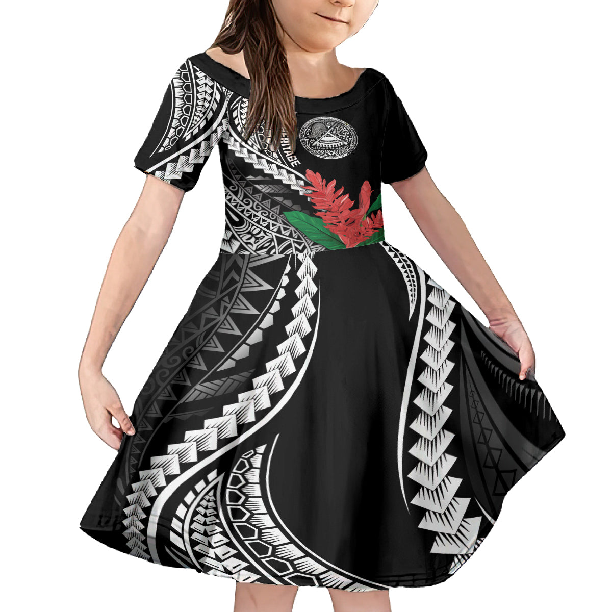 AAPI Heritage Month Kid Short Sleeve Dress Samoa Teuila LT7 KID Black - Polynesian Pride