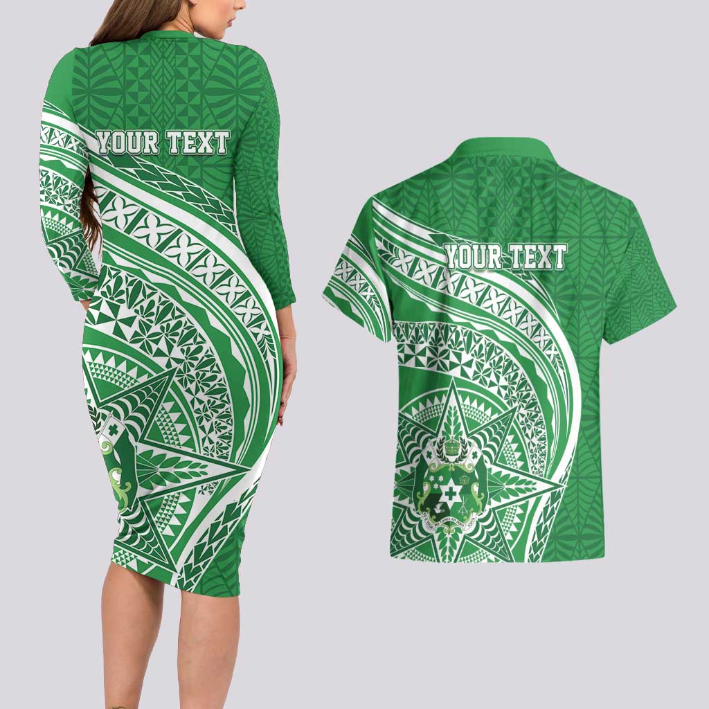 Tonga Liahona High School Personalized Couples Matching Long Sleeve Bodycon Dress and Hawaiian Shirt Ngatu Tokelaufeletoa Motifs