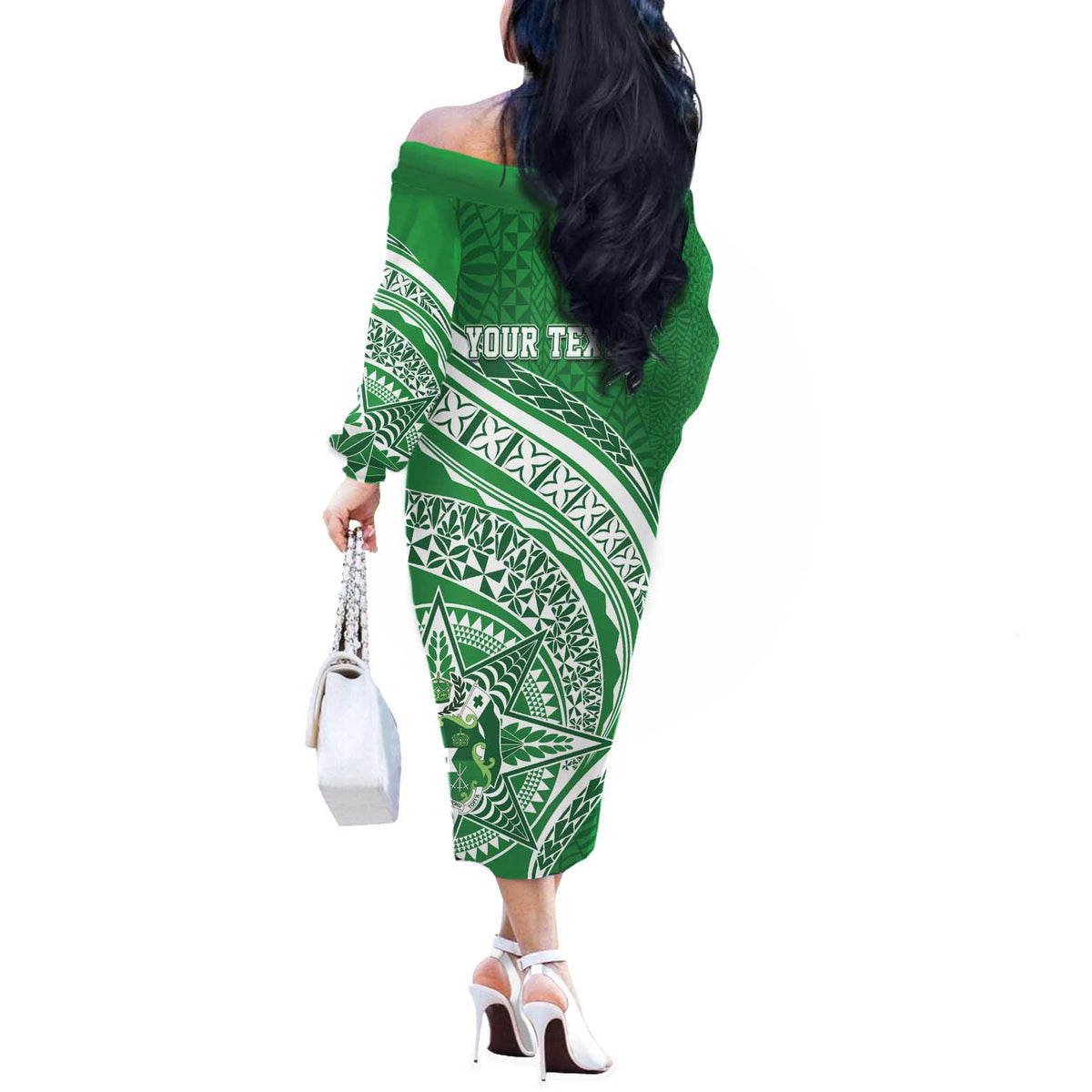 Tonga Liahona High School Personalized Off The Shoulder Long Sleeve Dress Ngatu Tokelaufeletoa Motifs