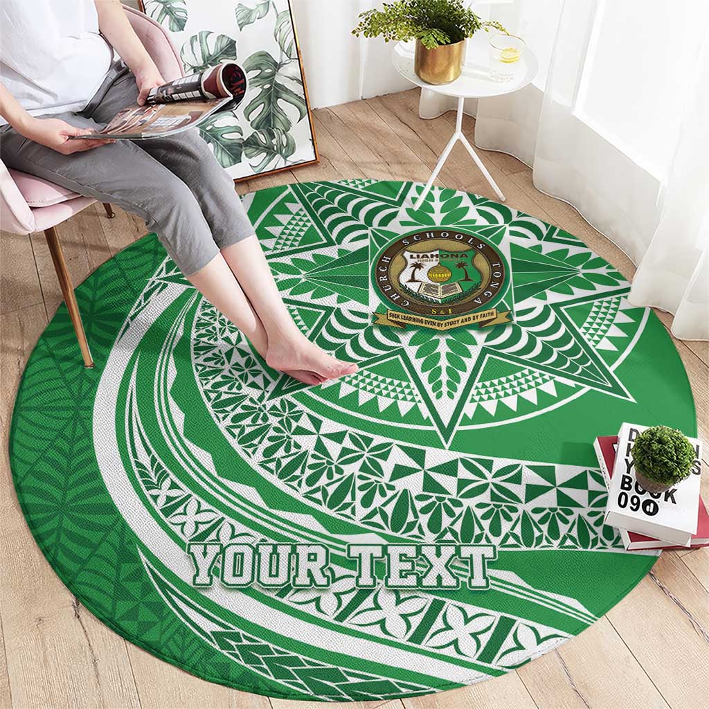 Tonga Liahona High School Personalized Round Carpet Ngatu Tokelaufeletoa Motifs