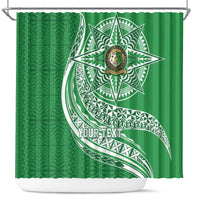 Tonga Liahona High School Personalized Shower Curtain Ngatu Tokelaufeletoa Motifs LT7 Green - Polynesian Pride