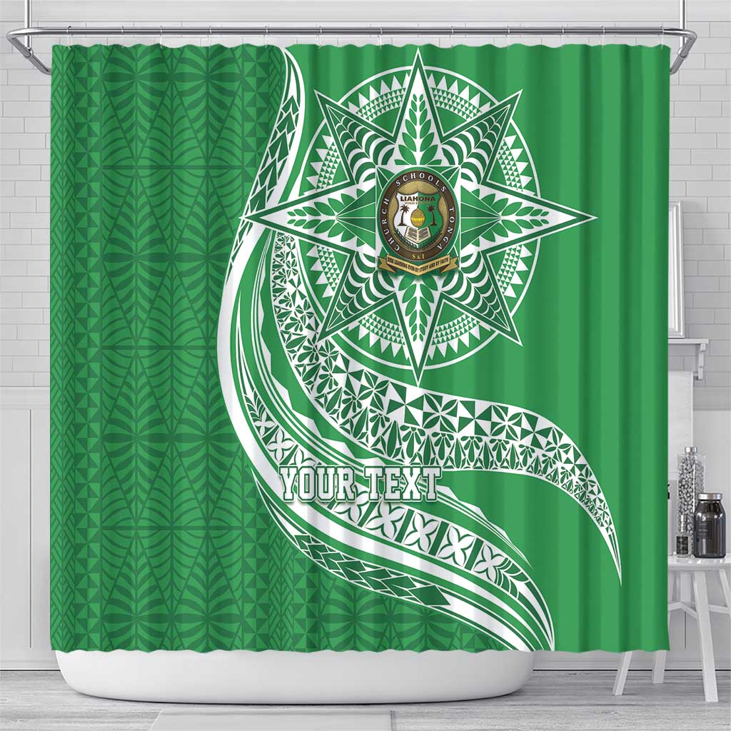 Tonga Liahona High School Personalized Shower Curtain Ngatu Tokelaufeletoa Motifs LT7 - Polynesian Pride
