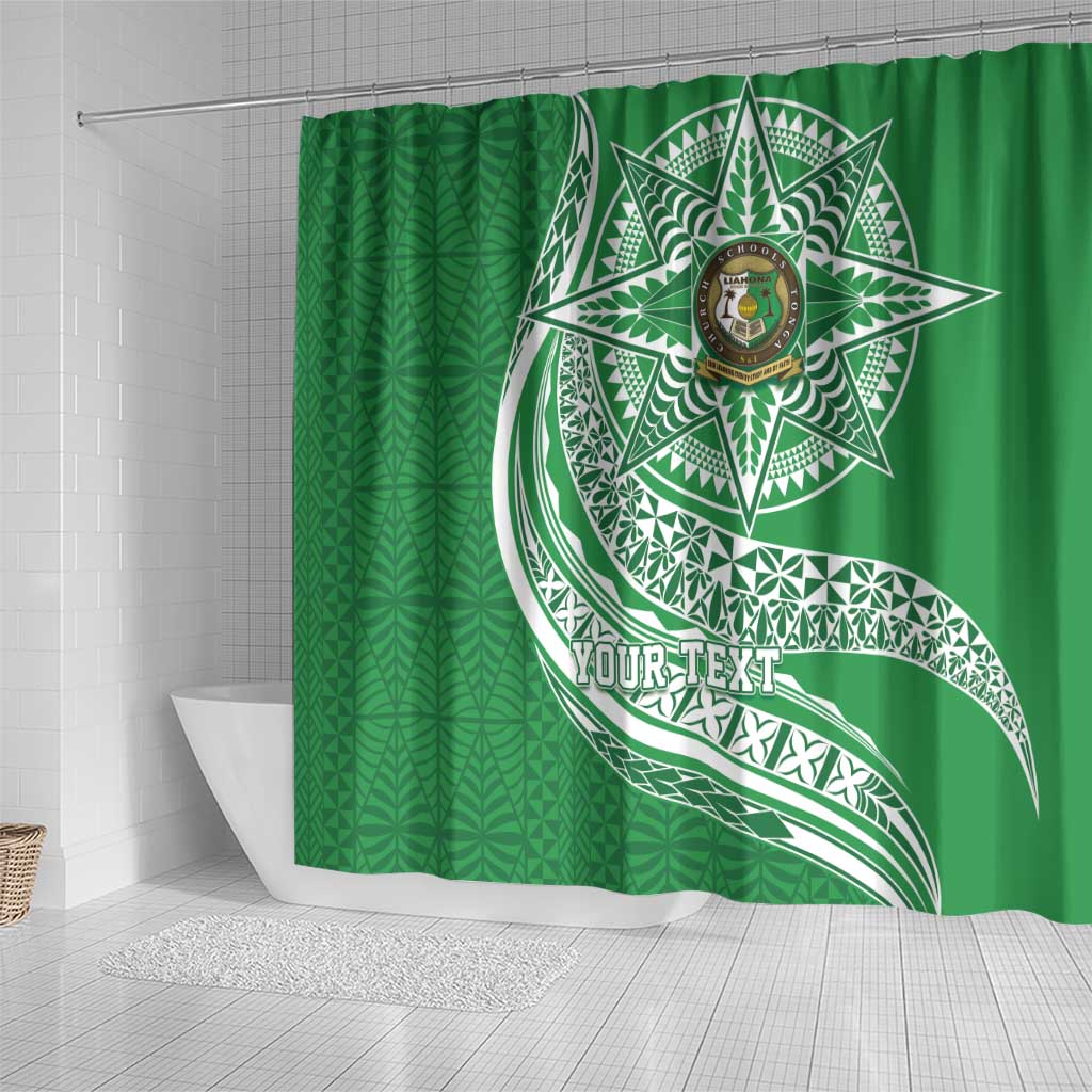 Tonga Liahona High School Personalized Shower Curtain Ngatu Tokelaufeletoa Motifs LT7 - Polynesian Pride