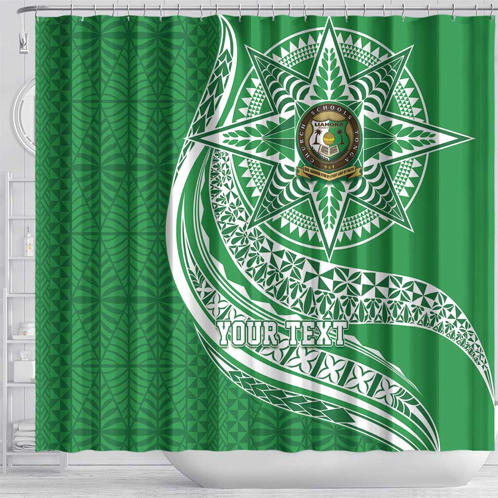 Tonga Liahona High School Personalized Shower Curtain Ngatu Tokelaufeletoa Motifs LT7 - Polynesian Pride