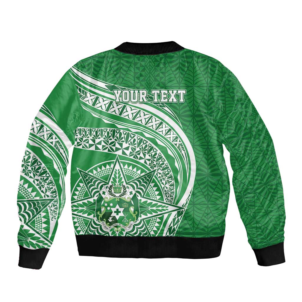 Tonga Liahona High School Personalized Sleeve Zip Bomber Jacket Ngatu Tokelaufeletoa Motifs