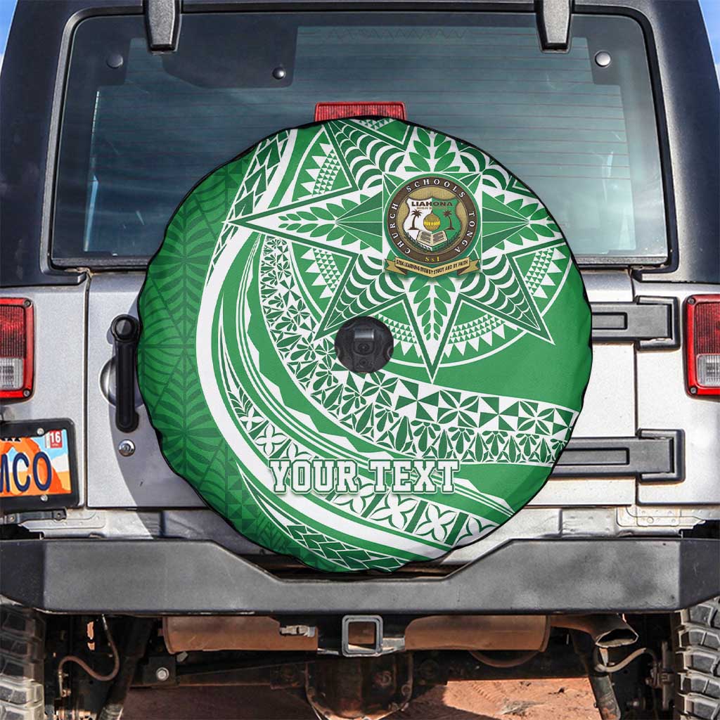 Tonga Liahona High School Personalized Spare Tire Cover Ngatu Tokelaufeletoa Motifs LT7 Green - Polynesian Pride
