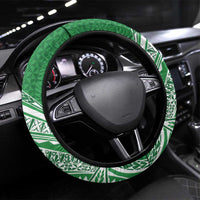Tonga Liahona High School Steering Wheel Cover Ngatu Tokelaufeletoa Motifs LT7 Universal Fit Green - Polynesian Pride