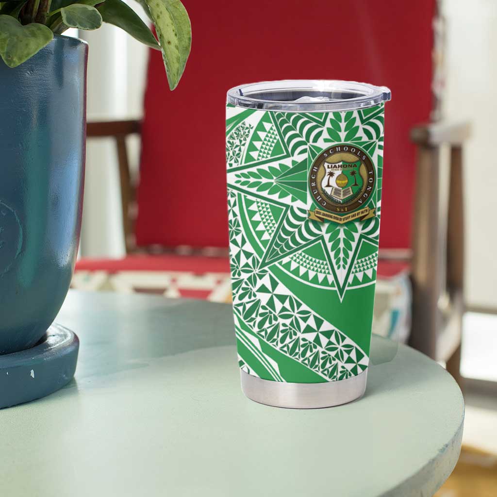 Tonga Liahona High School Personalized Tumbler Cup Ngatu Tokelaufeletoa Motifs LT7 - Polynesian Pride