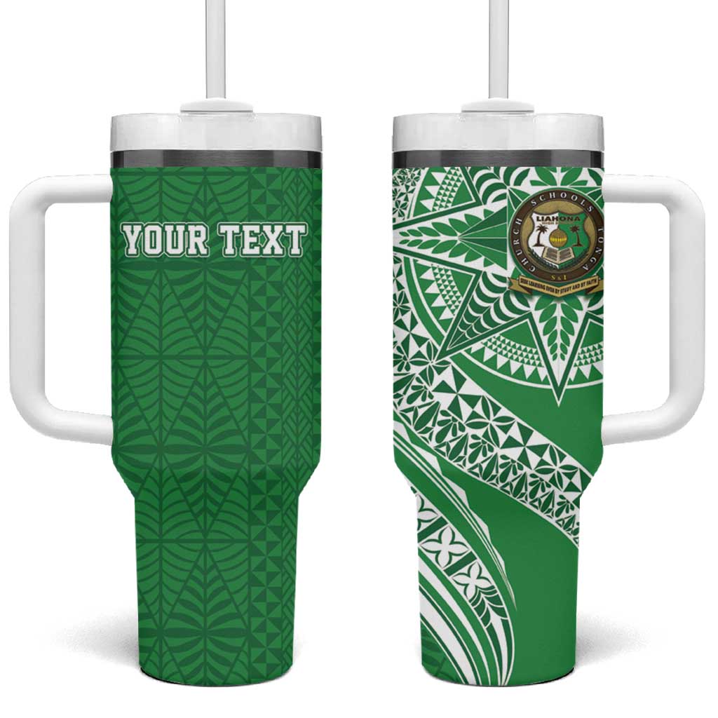 Tonga Liahona High School Personalized Tumbler With Handle Ngatu Tokelaufeletoa Motifs