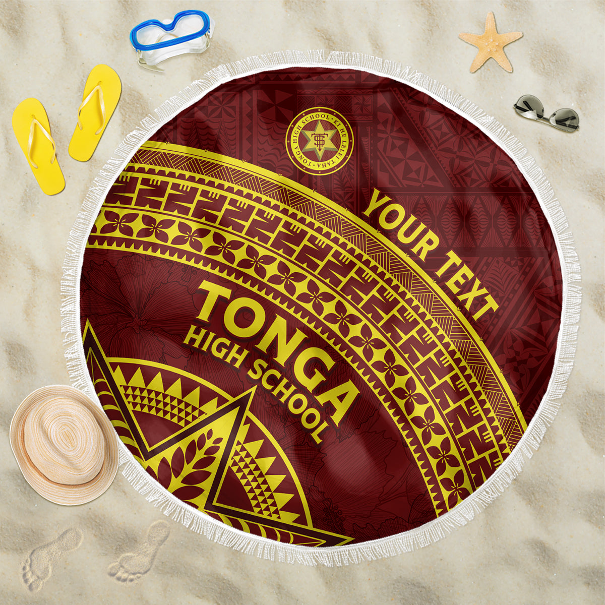 Tonga High School Beach Blanket THS Anniversary Ngatu Motif