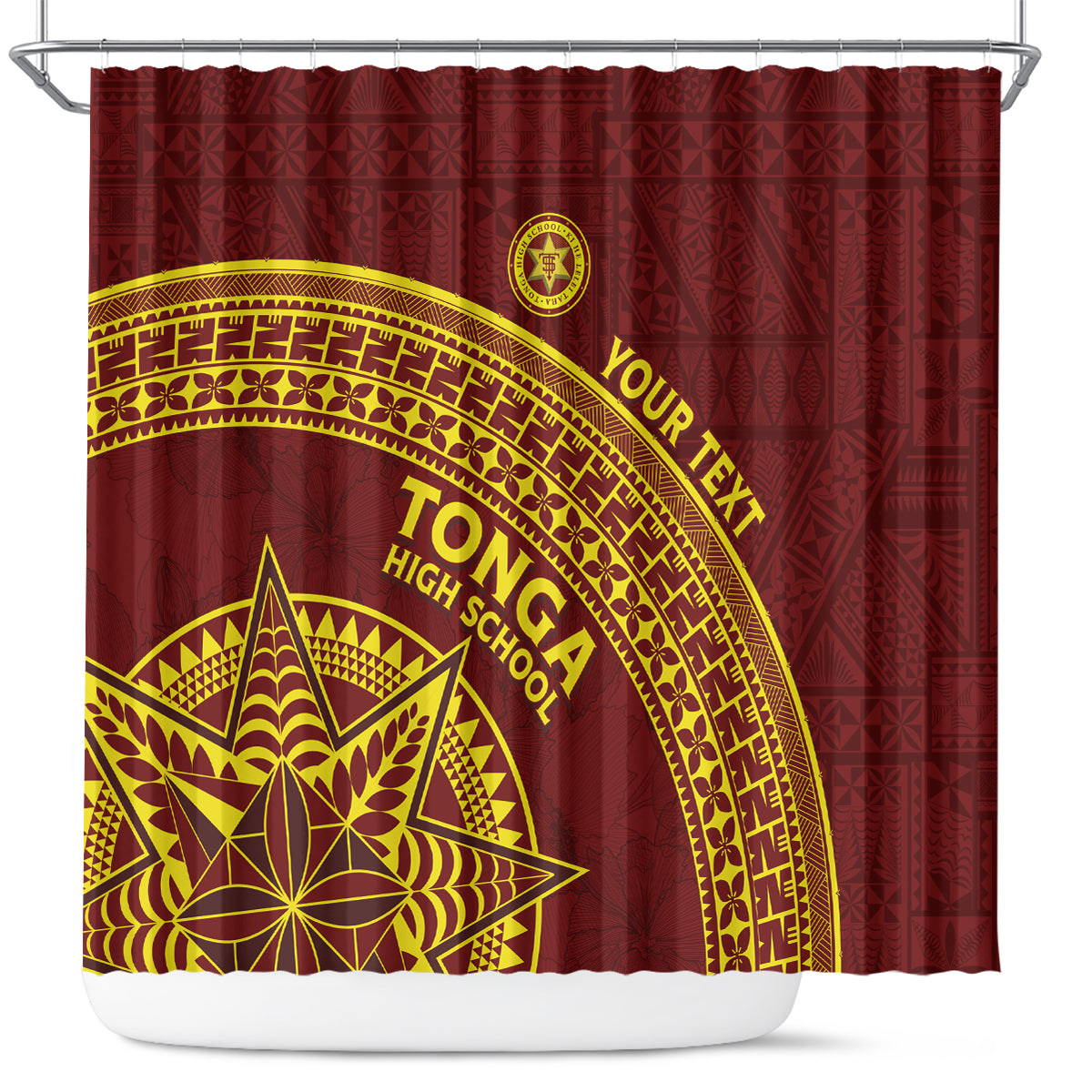 Tonga High School Shower Curtain THS Anniversary Ngatu Motif
