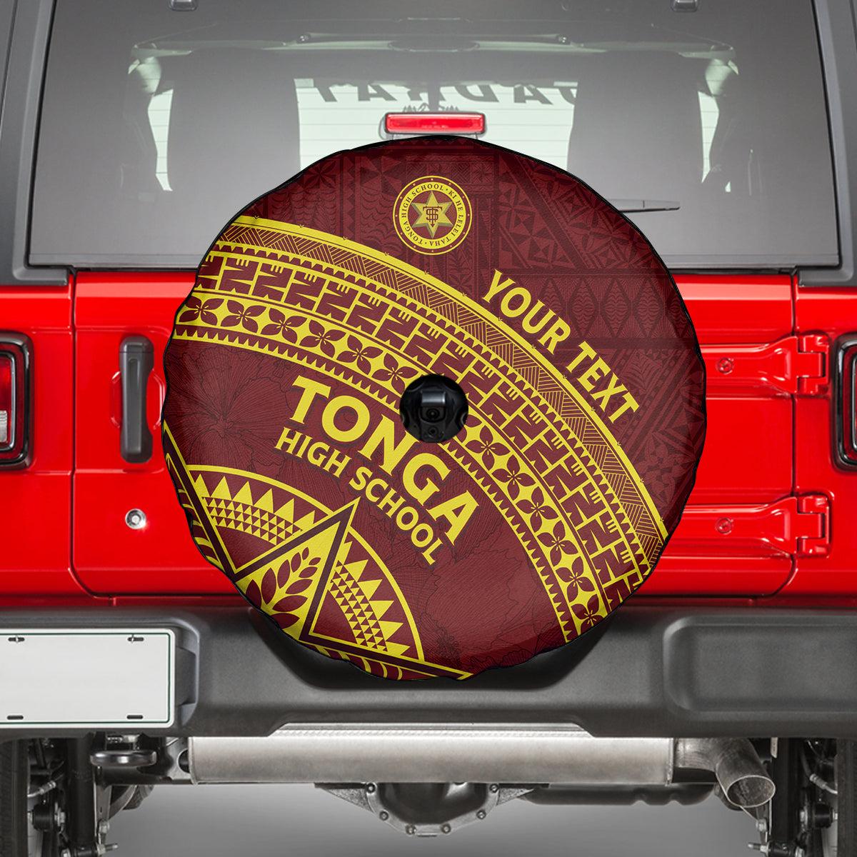 Tonga High School Spare Tire Cover THS Anniversary Ngatu Motif