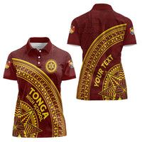 Tonga High School Women Polo Shirt THS Anniversary Ngatu Motif