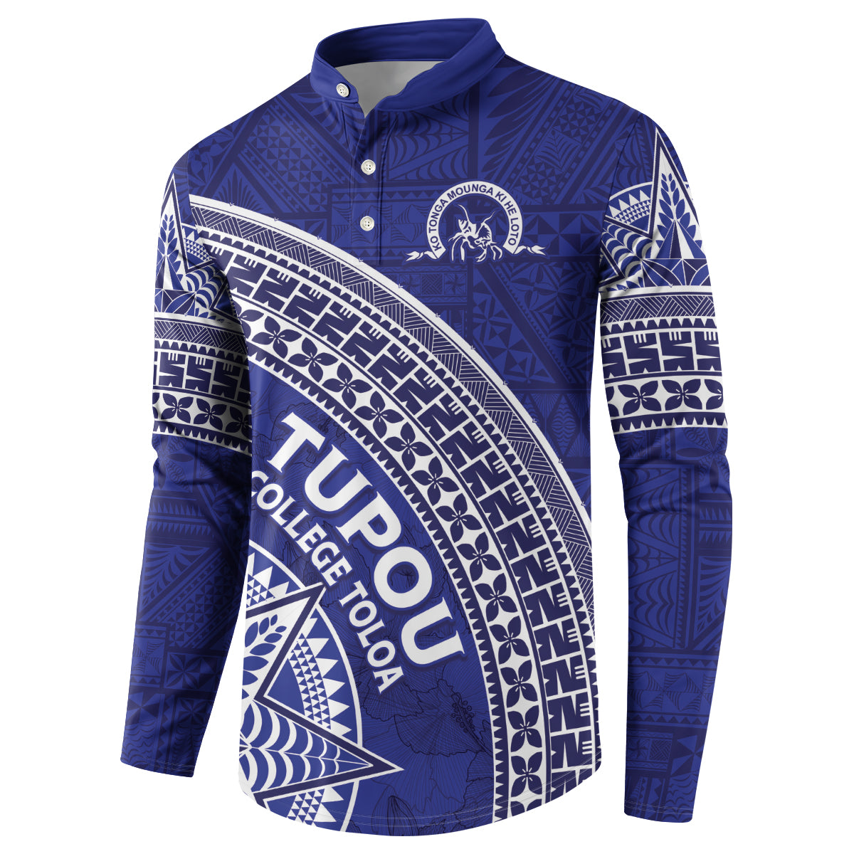 Tupou College Toloa Button Sweatshirt Ngatu Tapa Mix Style
