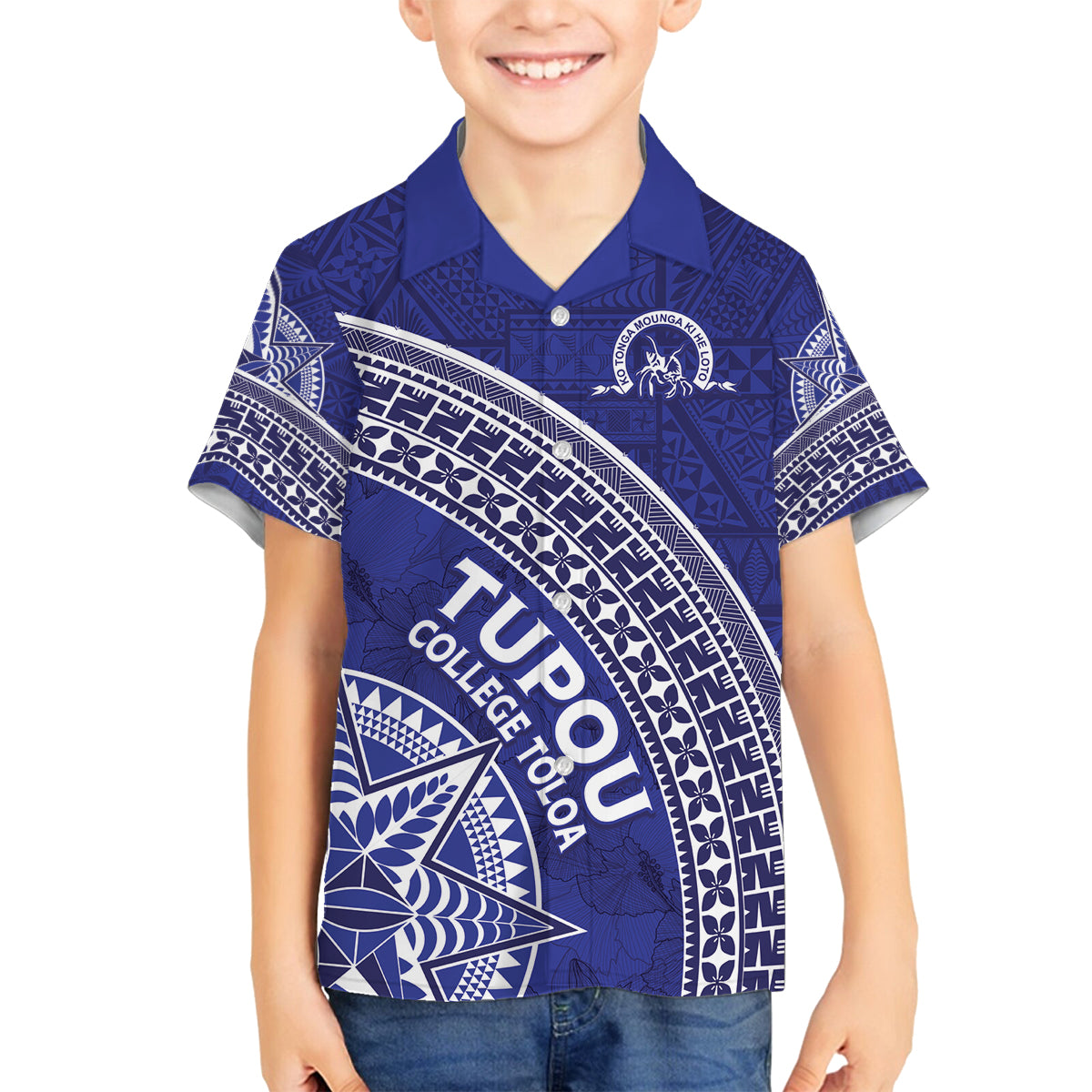 Tupou College Toloa Family Matching Puletasi and Hawaiian Shirt Ngatu Tapa Mix Style