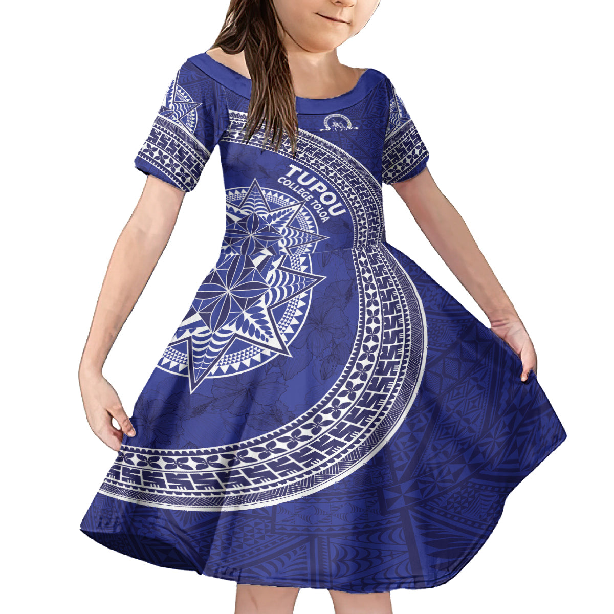 Tupou College Toloa Kid Short Sleeve Dress Ngatu Tapa Mix Style