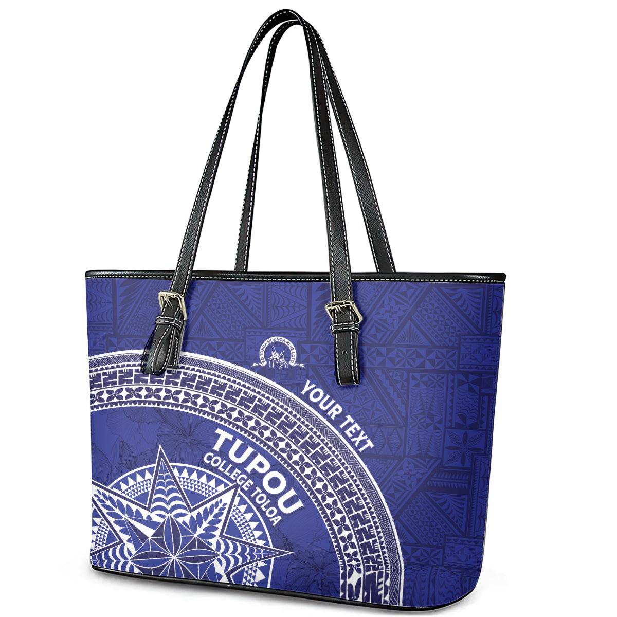 Tupou College Toloa Leather Tote Bag Ngatu Tapa Mix Style