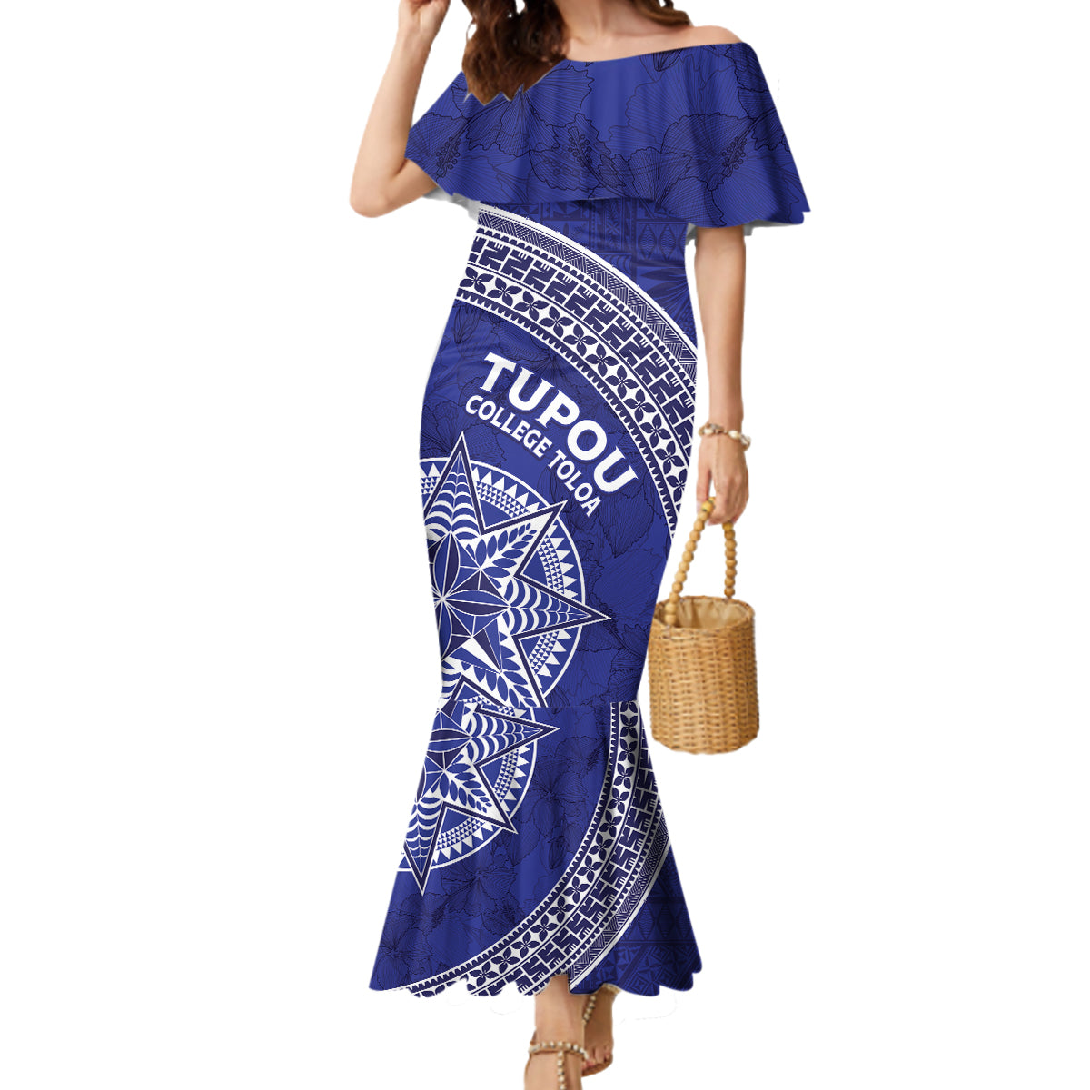 Tupou College Toloa Mermaid Dress Ngatu Tapa Mix Style