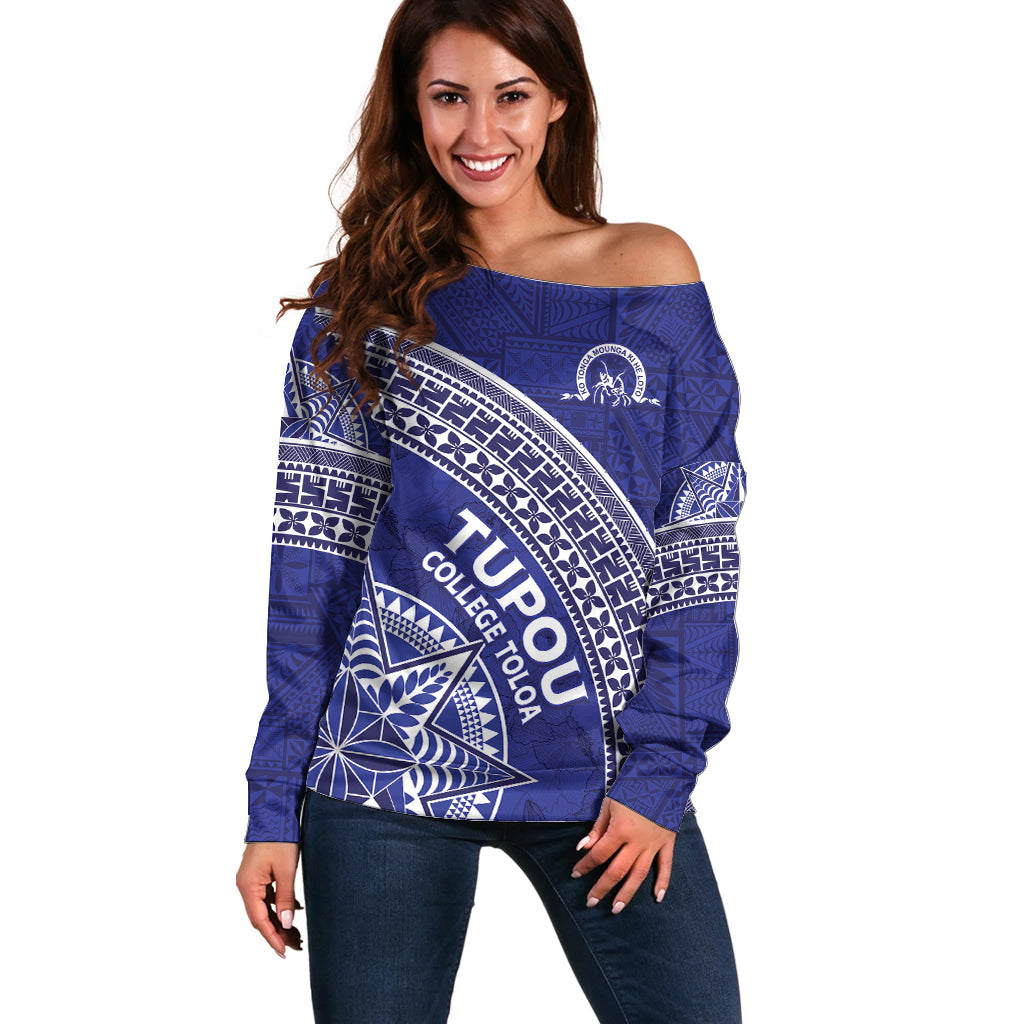 Tupou College Toloa Off Shoulder Sweater Ngatu Tapa Mix Style