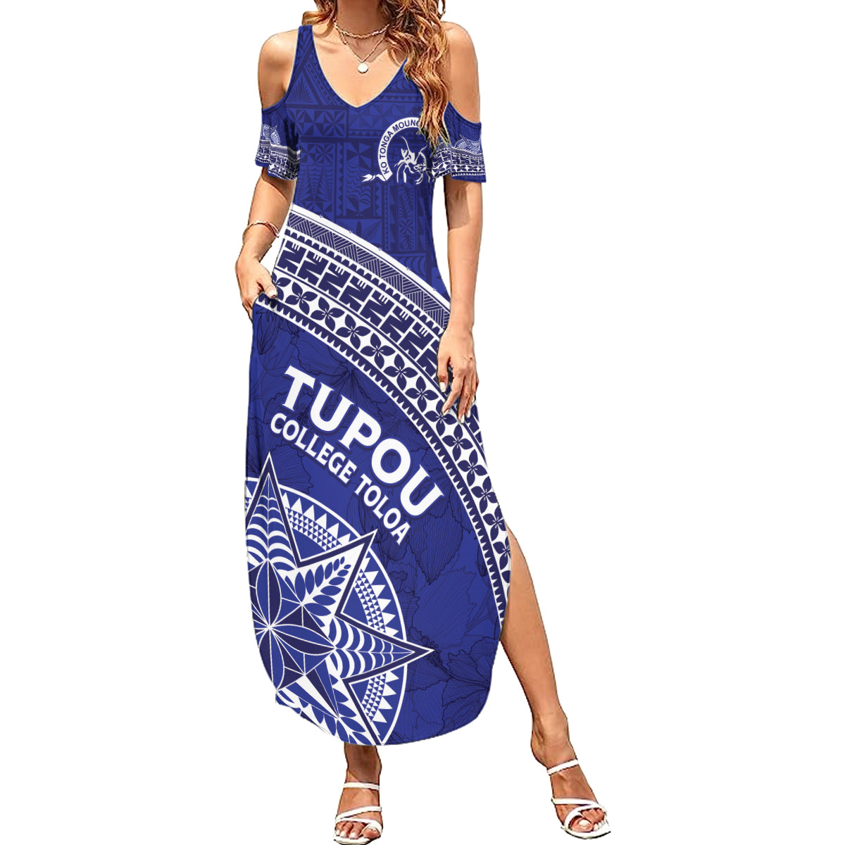 Tupou College Toloa Summer Maxi Dress Ngatu Tapa Mix Style