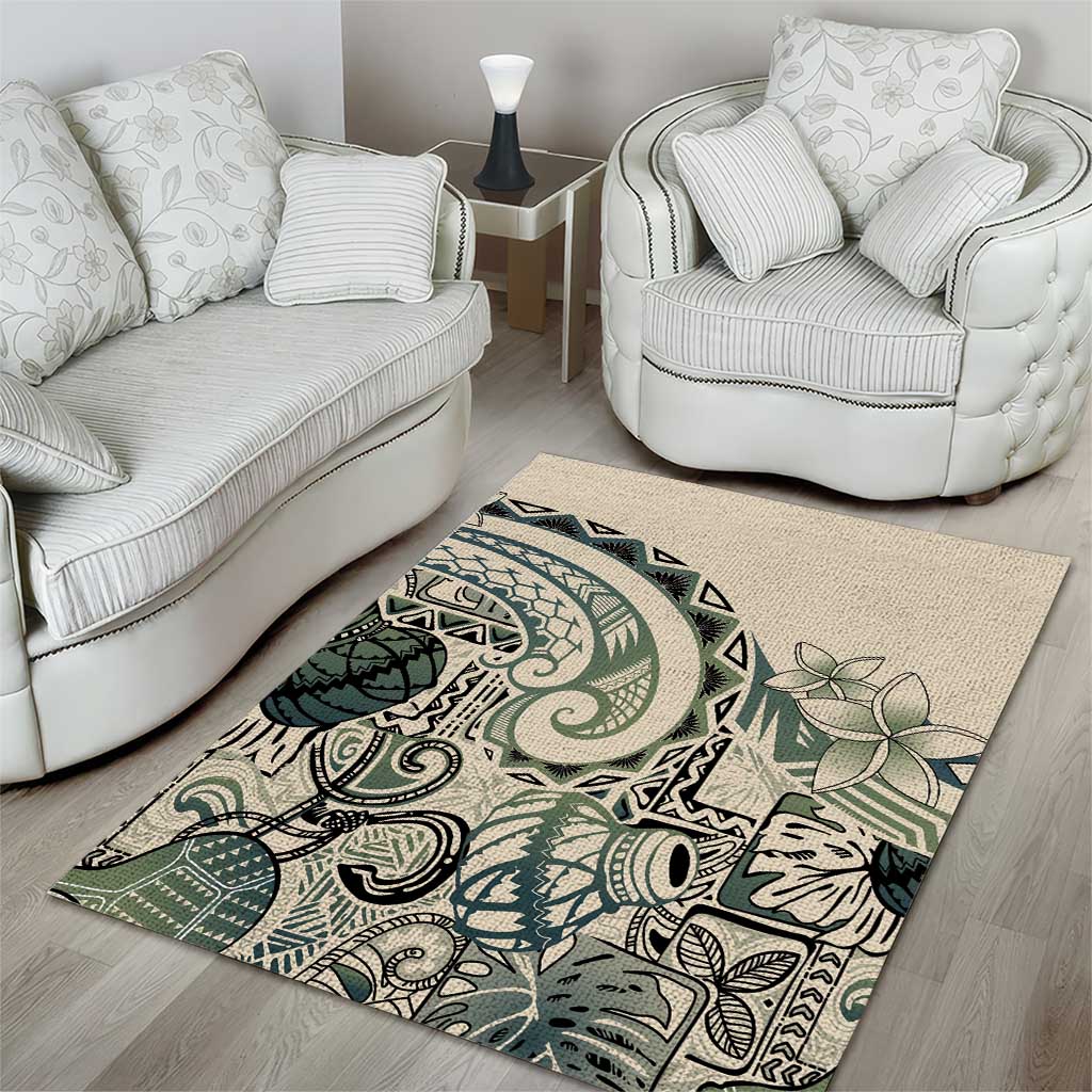 Aloha Hawaii Tapa Area Rug Summer Green Hawaiian Ipu - Polynesian Pride